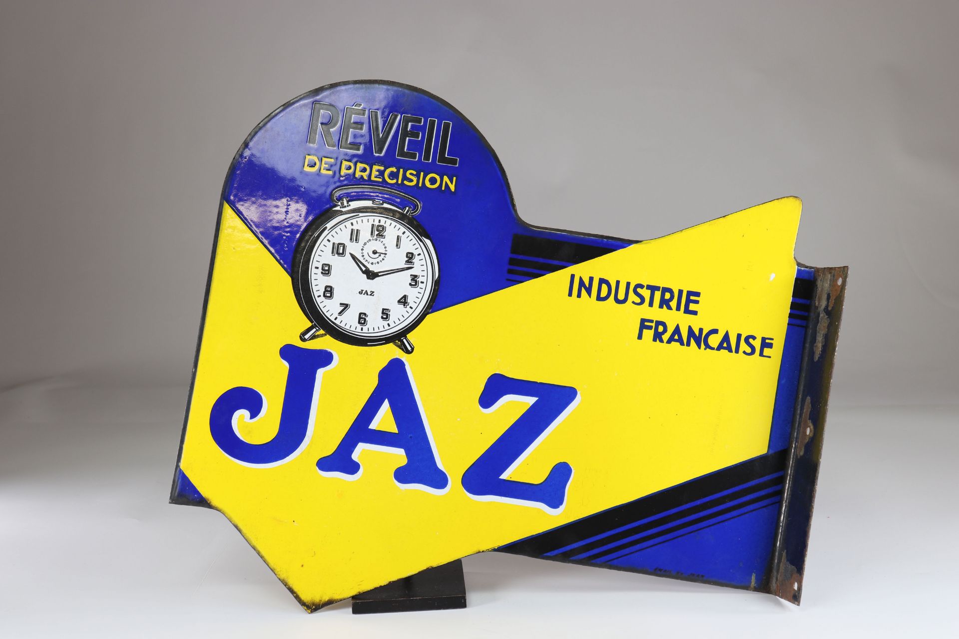 Jaz enamel sign "precision alarm clock"