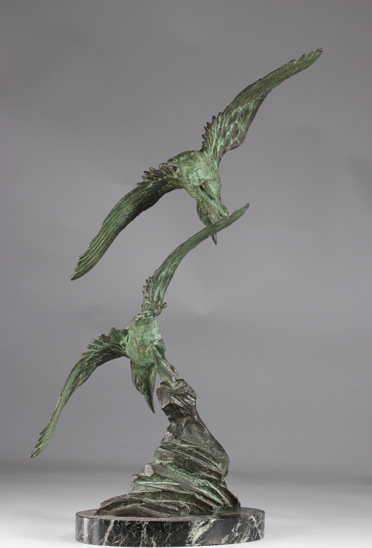 E. TISSOT (XX) large Art Deco bronze "the flying birds" - Image 4 of 5