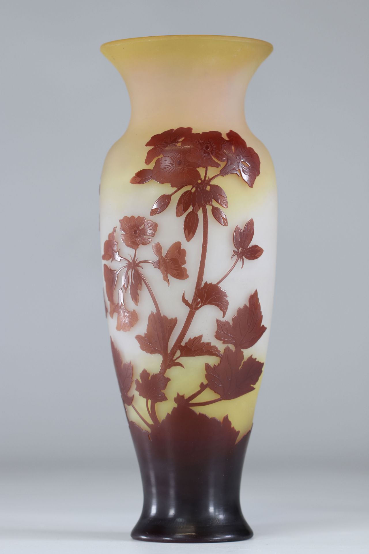 Emile Galle vase cleared with acid "flowers of Manons"