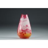 Emile Galle vase cleared with acid decoration of fruits