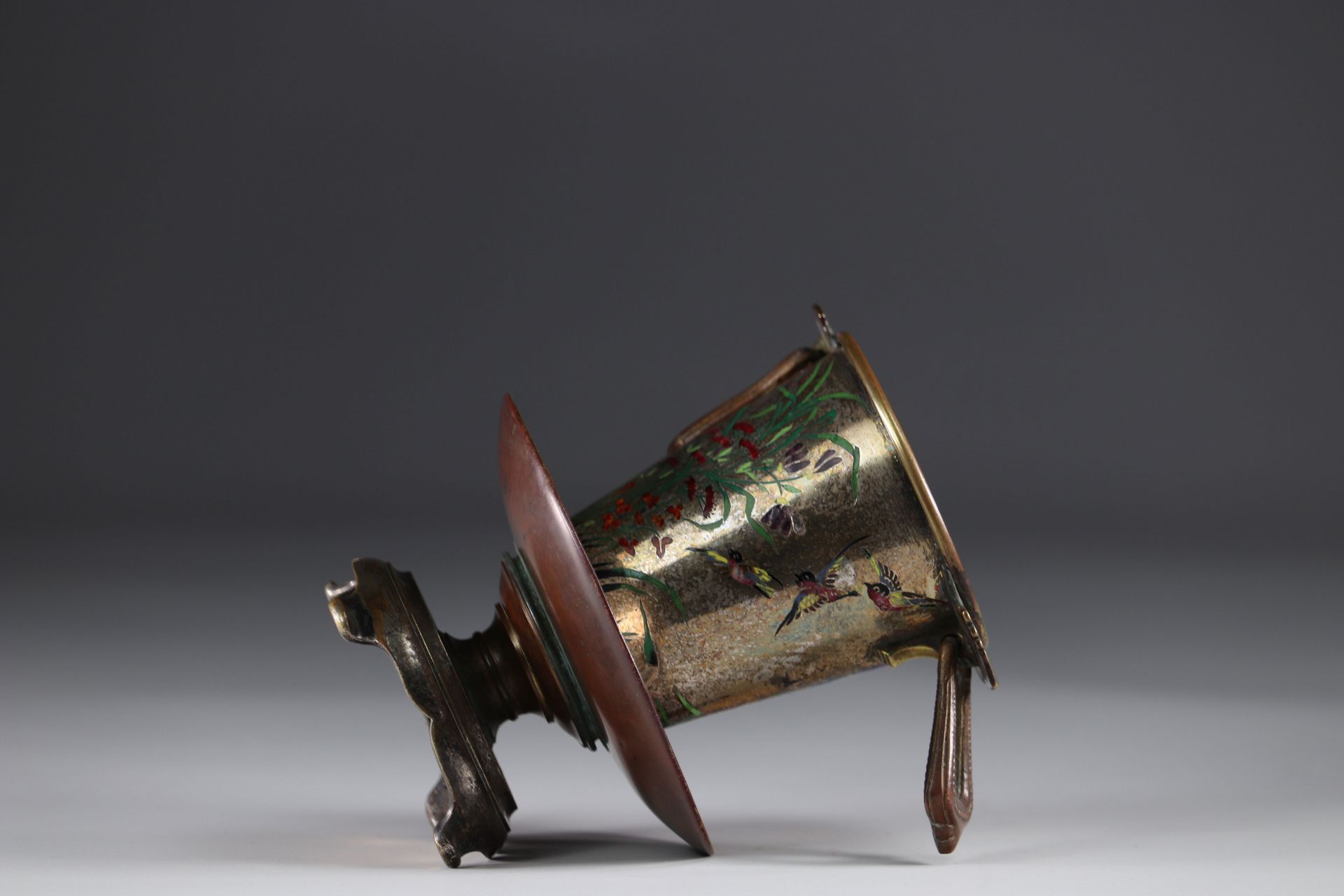 Japan bronze and enamel vase - Image 4 of 4