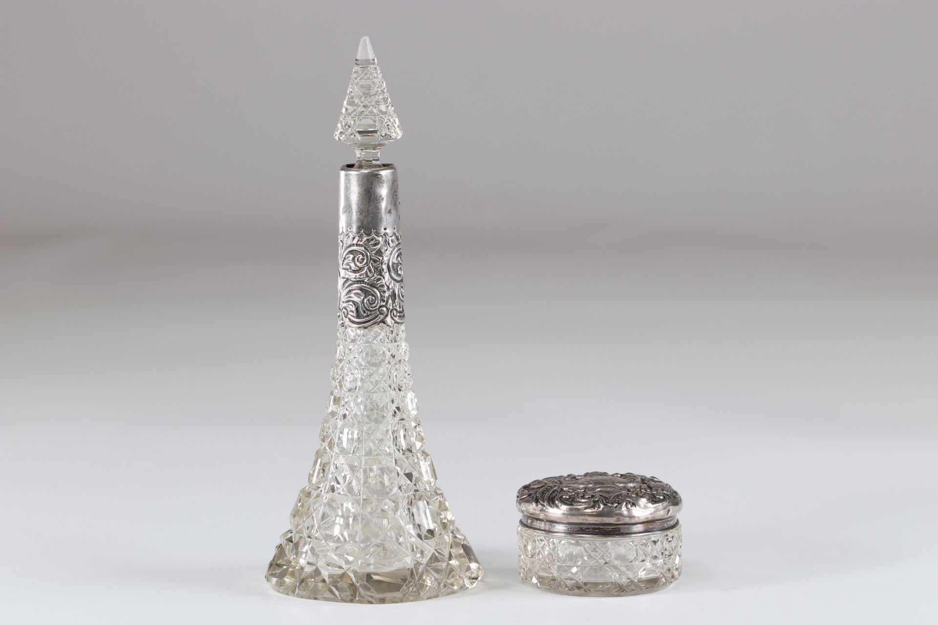 Decanter and box in silver and crystal 1900 - Image 2 of 2