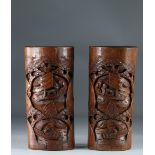 China bamboo brush holders circa 1900