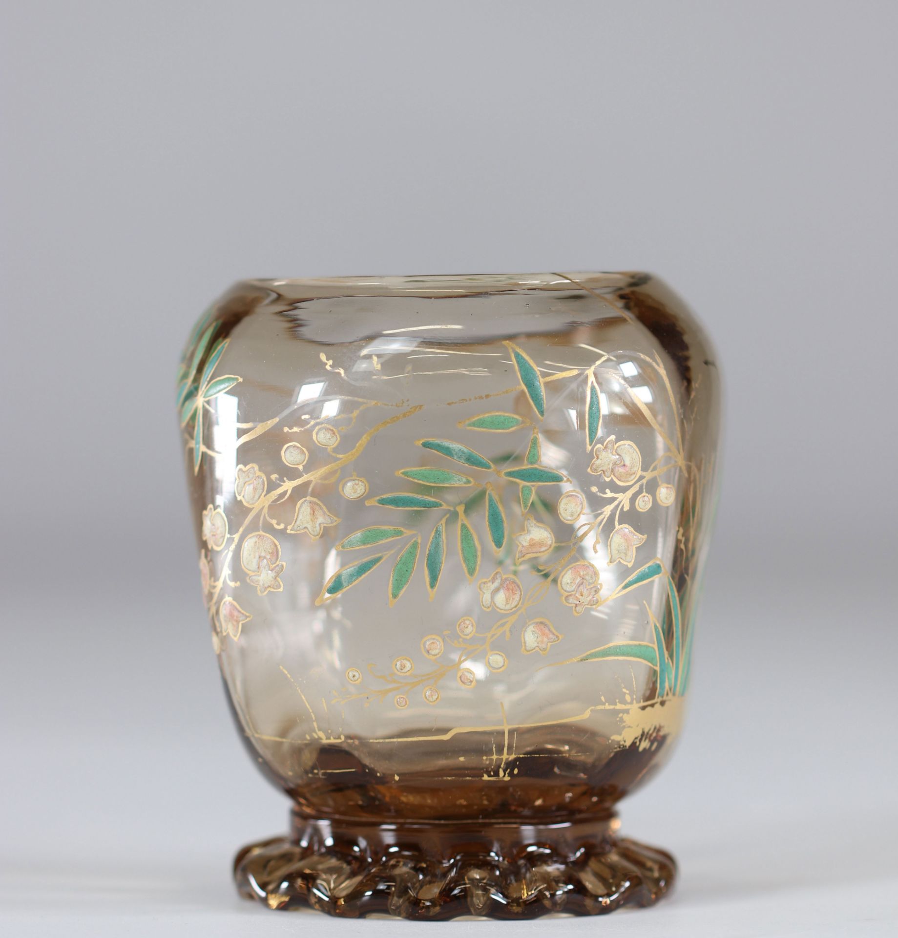 Emile Galle crystal vase "with lily of the valley"