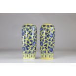 Asia pair of porcelain vases on a yellow background China?