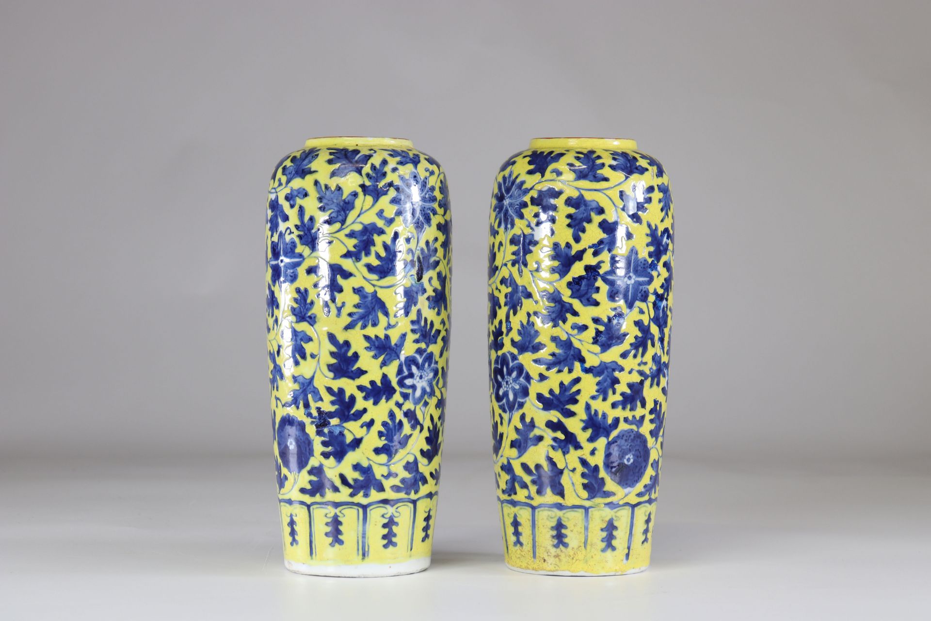 Asia pair of porcelain vases on a yellow background China?