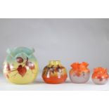 Legras set of 4 vases with floral decoration