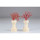 Curiosity pair of vases decorated with red coral 19th