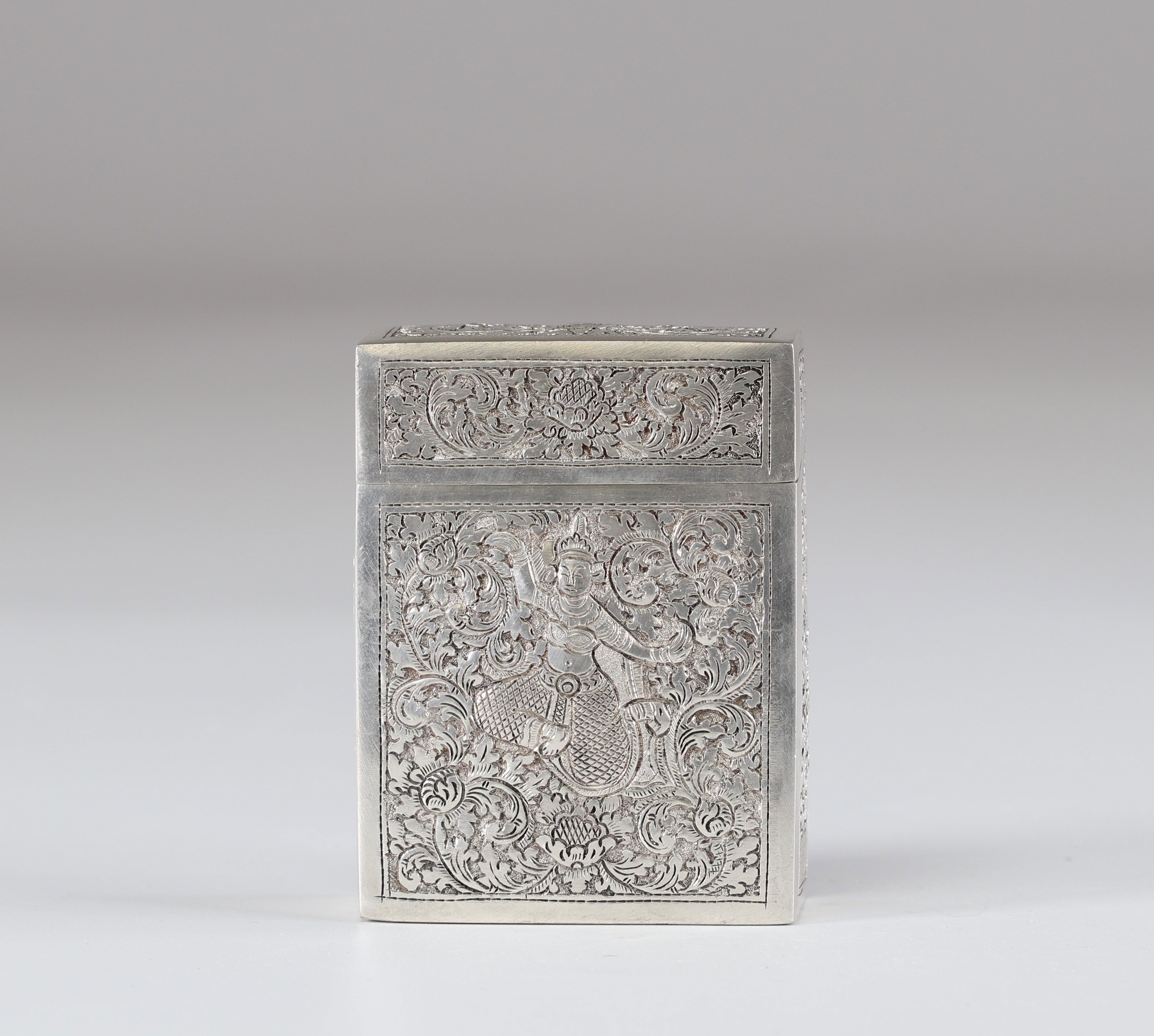 India silver box decorated with a character