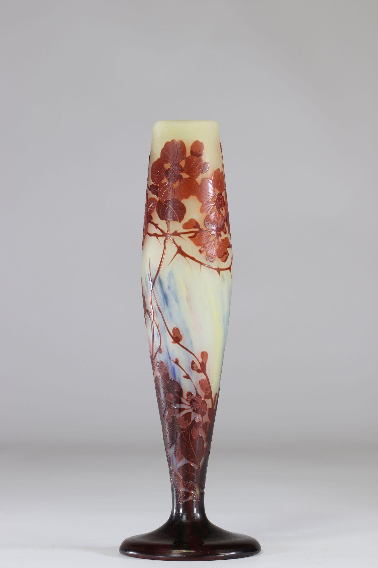 Emile Galle clear vase with acid decoration "apple blossoms" - Image 3 of 5