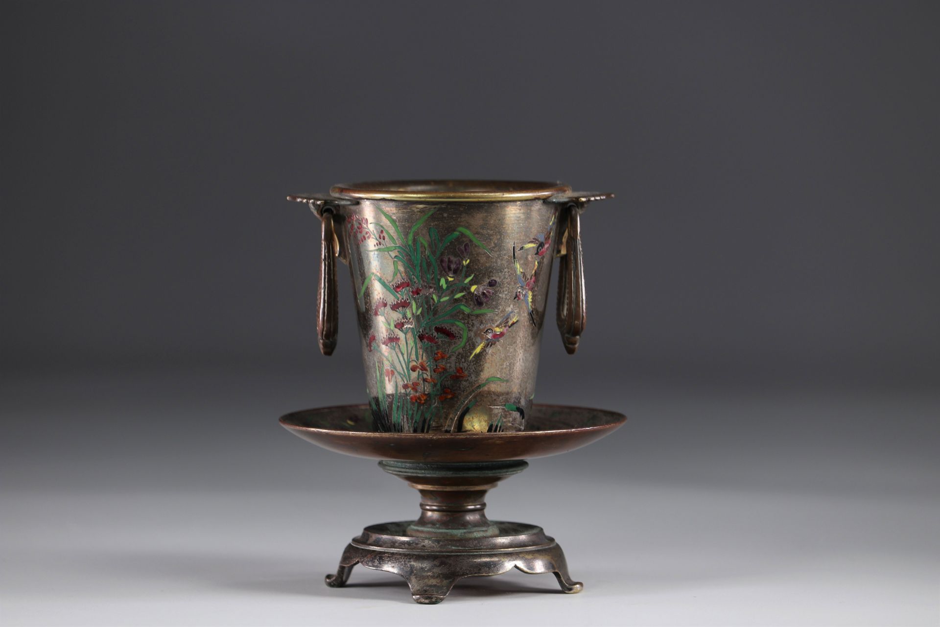 Japan bronze and enamel vase - Image 2 of 4