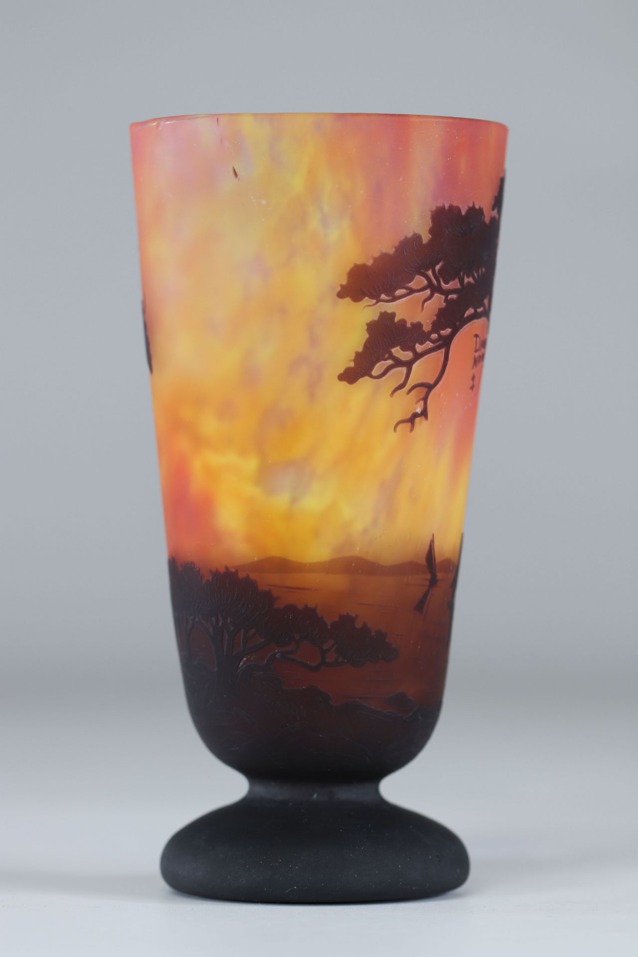 Daum Nancy Vase cleared with acid "landscape decor and sailboats" - Image 4 of 4