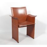 Suite of 12 Matteo Grassi chairs in brown patina leather