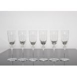 Lalique series of 6 stemmed glasses decorated with styrene
