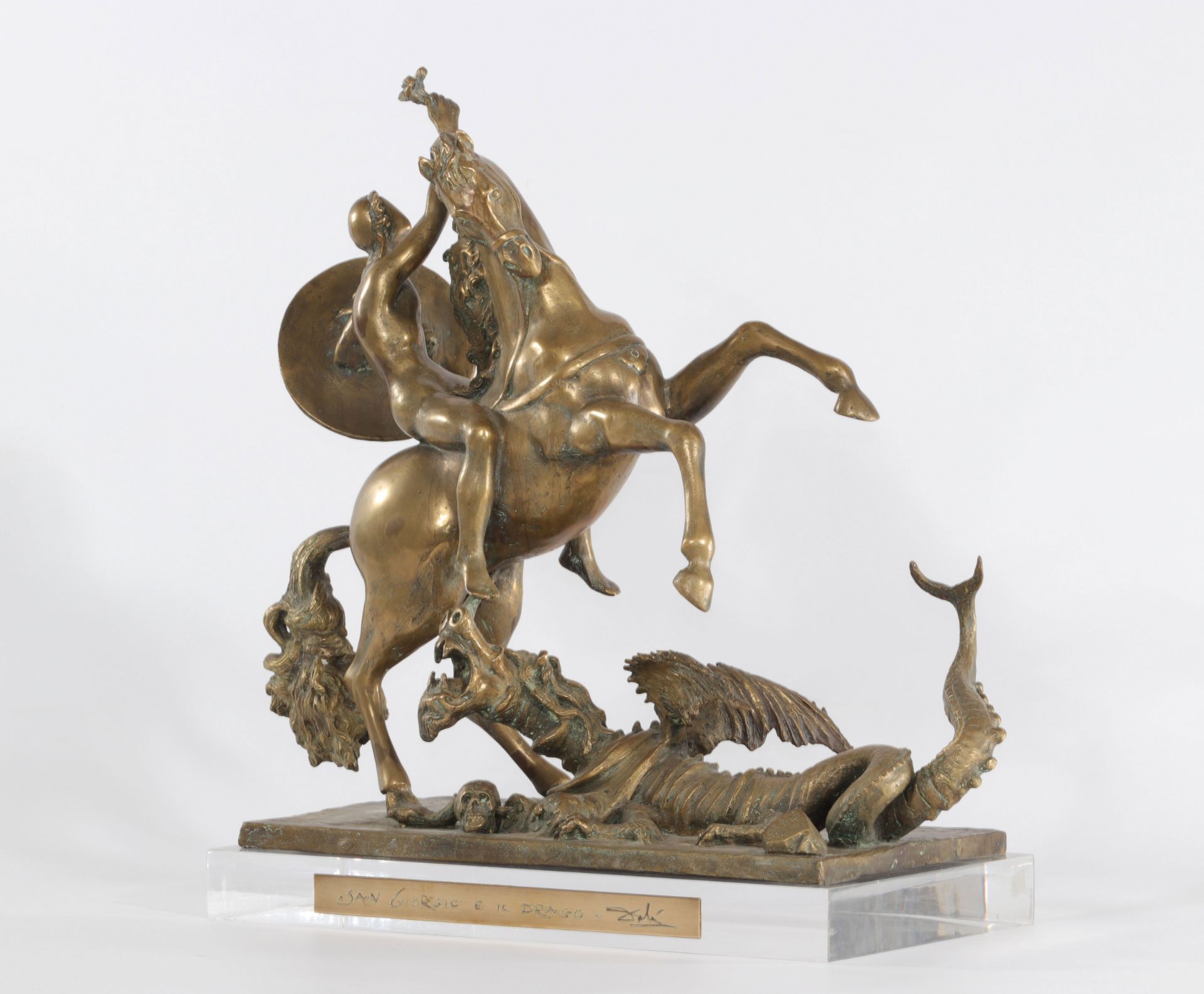 Salvador Dali. "Saint George and the dragon". Bronze. Signed on the base and the "Dali" plinth. Date - Image 7 of 7