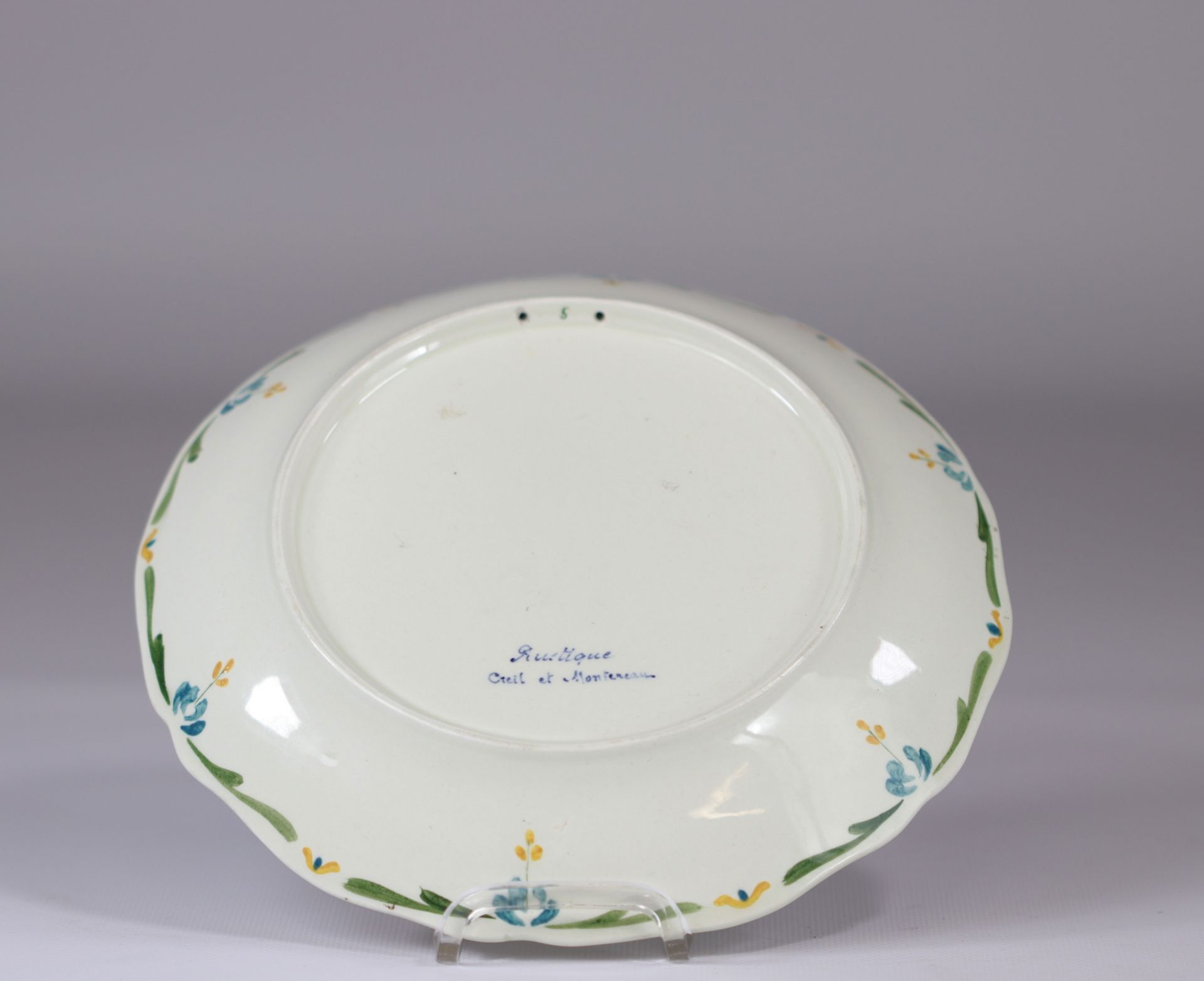 Felix Bracquemond CREIL MONTEREAU rare hand painted plate unique model n ° 5 "rustic" Japanese style - Image 2 of 4