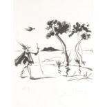 Salvador Dali. 1978. “The Walk of Don Quixote”. Engraving in black on Arches paper. Signed in the "D