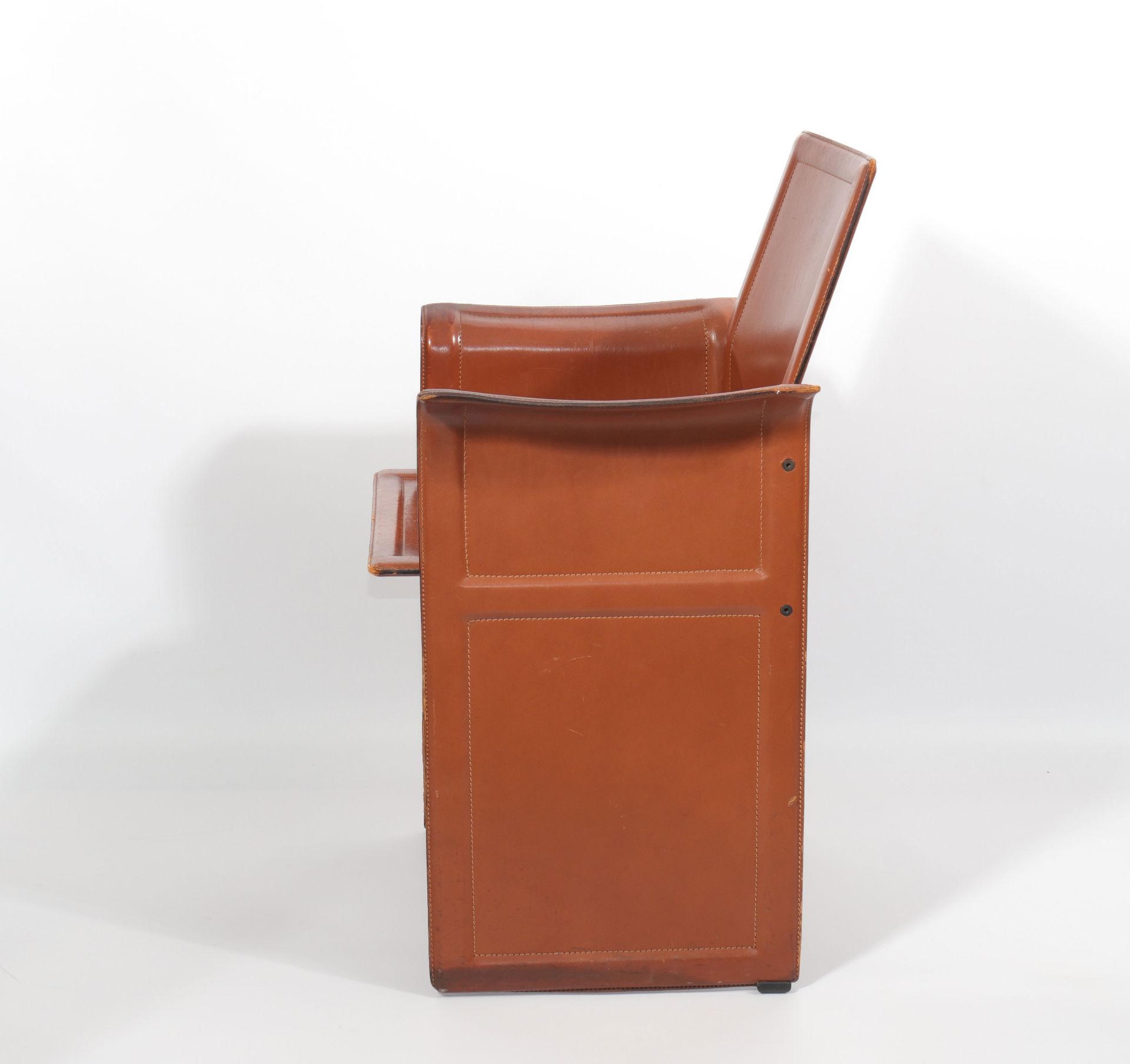 Suite of 12 Matteo Grassi chairs in brown patina leather - Image 3 of 4