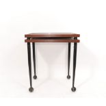 JULES WABBES (1919-1974) Typing table, Side table with double top on casters. Black laminated wood a