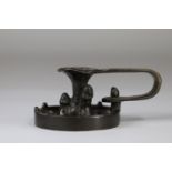 Belgian Art Nouveau work bronze candle holder depicting mushrooms