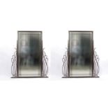 Set of large Art Deco hammered iron mirrors