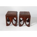 Louis MAJORELLE (1859-1926) pair of oak stools