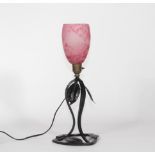 Daum Nancy lamp in wrought iron bobeche in glass paste