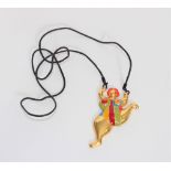 Niki de Saint Phalle. "Nana" pendant. 1999. Gilded and enamelled metal. Signed on the back "Niki de