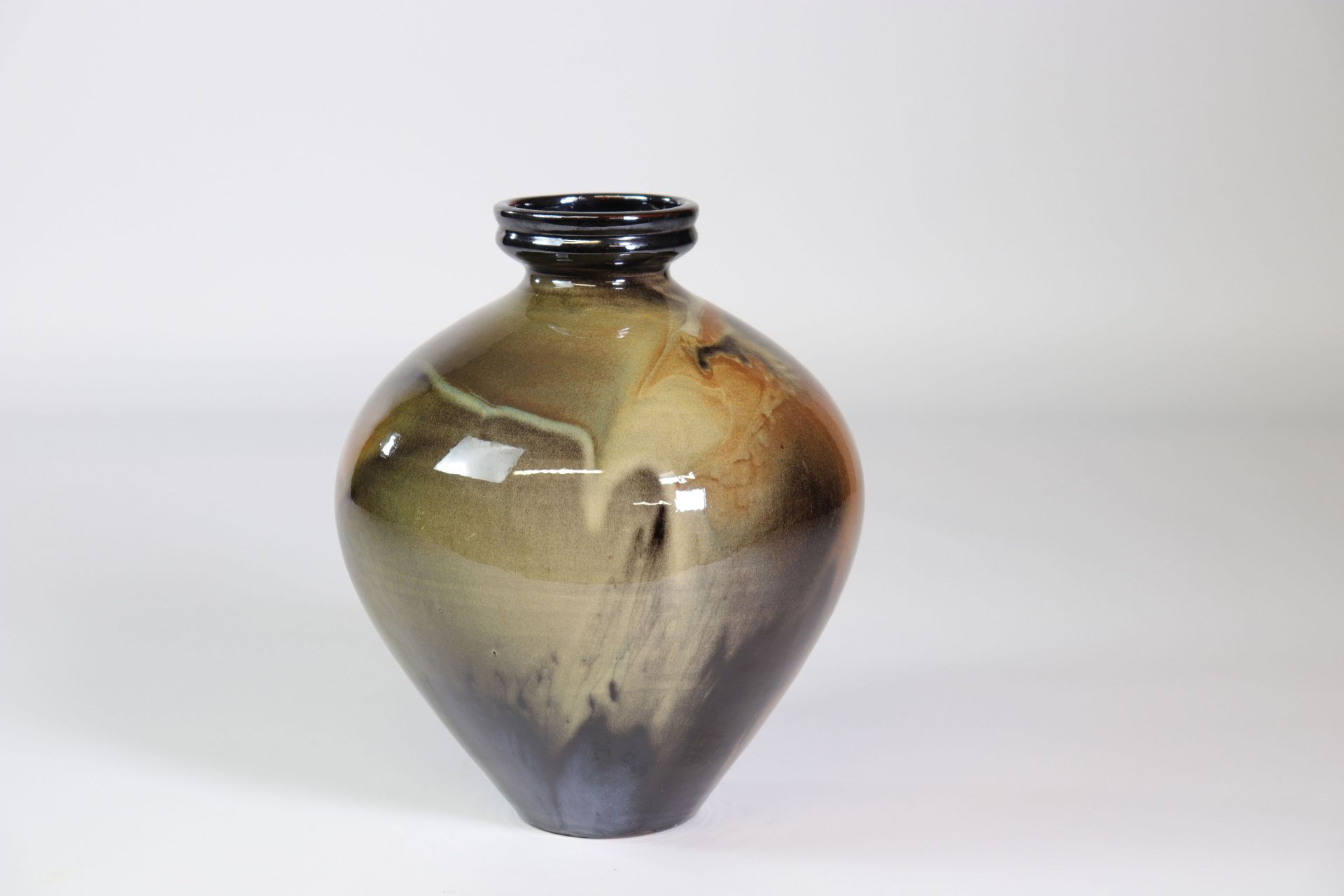 Glazed stoneware vase signed - Image 2 of 3