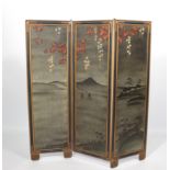 Japanese Art Nouveau painted sheet metal screen