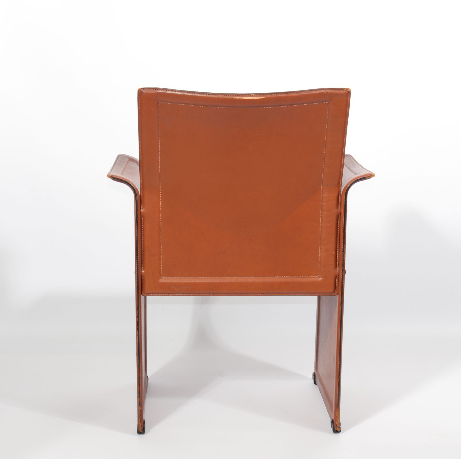 Suite of 12 Matteo Grassi chairs in brown patina leather - Image 2 of 4