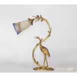 Bronze lamp decorated with a heron bobeche Muller