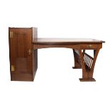 Gustave Serrurier-Bovy Liege (1858-1910) Rare art-deco double-sided oak desk. Unique piece