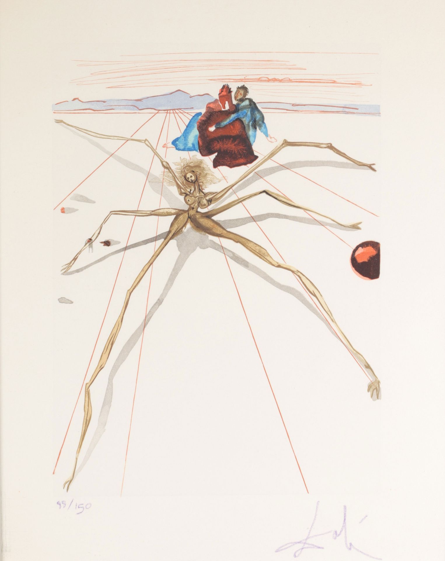 Salvador Dali. "Leaving the ledge of wrath." The Divine Comedy. Purgatory - Song 12. 1963.
