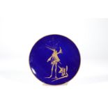 Salvador Dali. “The silhouette of Faust”. 1968. Limoges oven blue and gold plate. Signed "Dali" on t