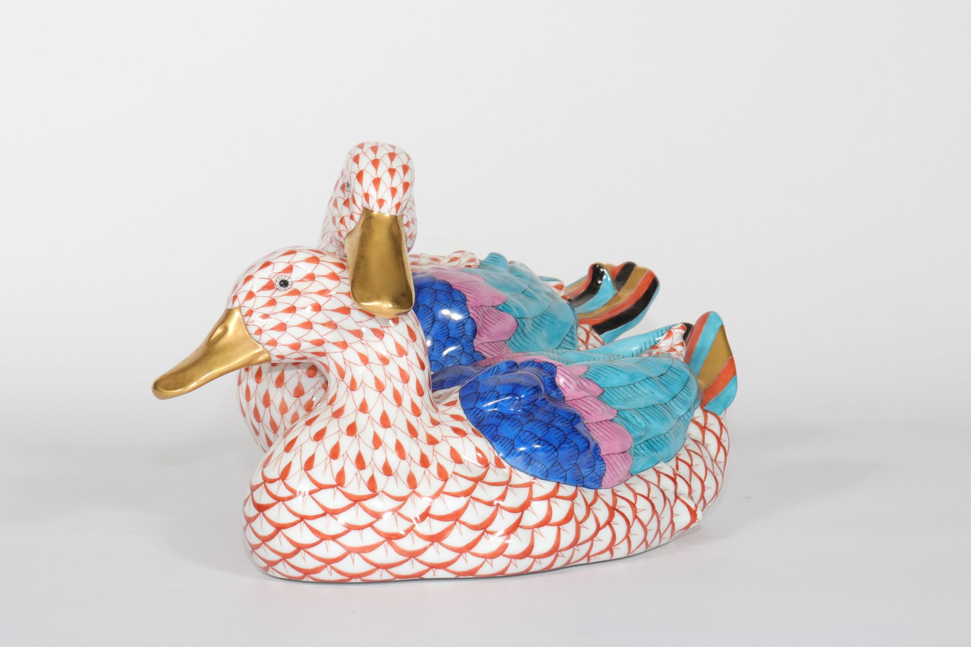 Herend large pair of porcelain ducks. Period XXth century - Image 2 of 5