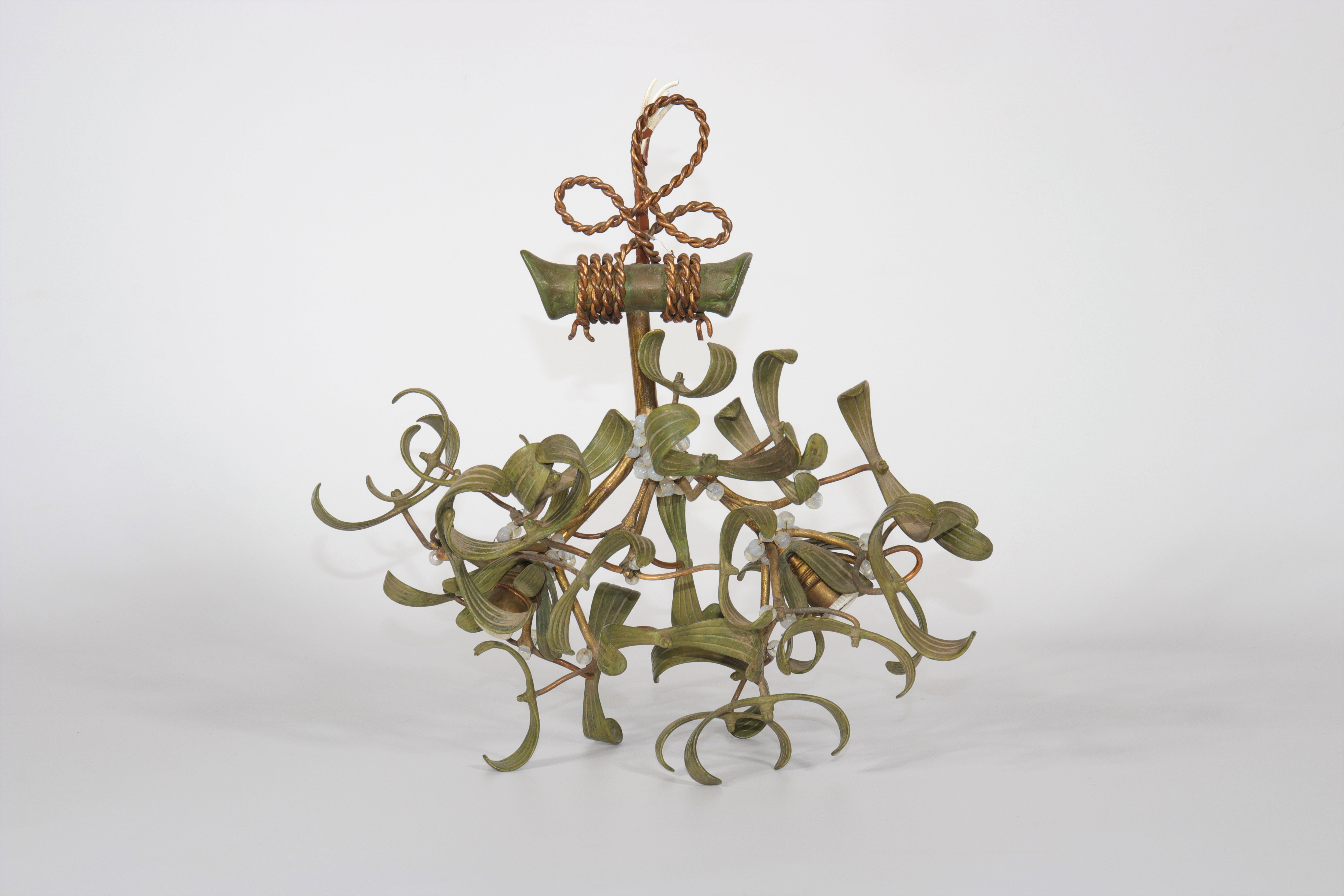 Art Nouveau chandelier in the shape of a bouquet by mistletoe circa 1920