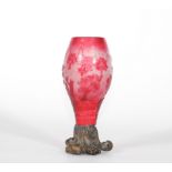 Desire CHRISTIAN (1846 - 1907) vase with hunting scene, bronze foot