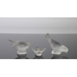 3 glass birds signed Lalique France