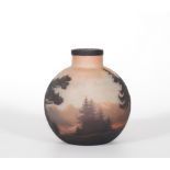 Muller Freres ball vase decorated with Vosges landscape