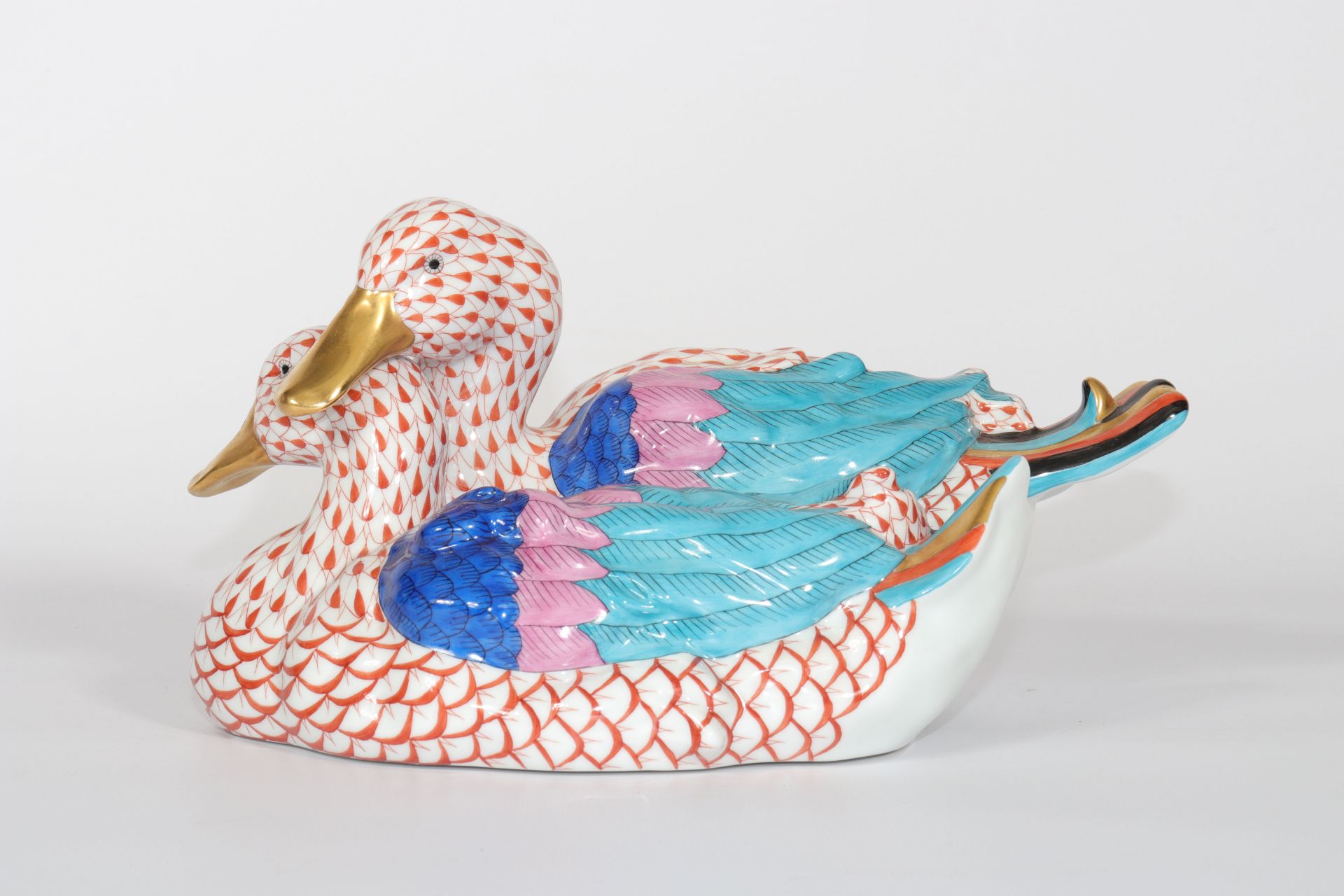 Herend large pair of porcelain ducks. Period XXth century - Image 3 of 5