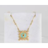 Salvador Dali Madonna de Port Lligat Necklace in yellow gold (750 thousandths), turquoise stone and