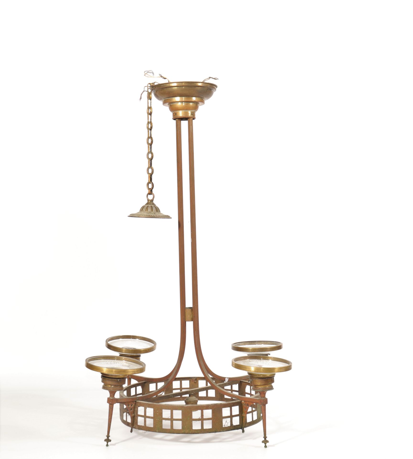 Paul HAMESSE (1877 - 1956), att Brass chandelier 1904