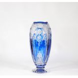 Val Saint Lambert blue cut Joseph Simon vase