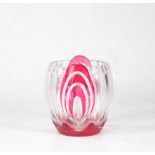 Val Saint Lambert red cut Art Deco vase