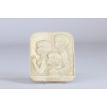 Ivory carved plaque probably a project for a medal Signed G Devreese