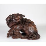 Japan imposing Shishi in very finely carved wood 19th