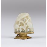 White jade carved with cranes in vegetation, 18th C. China