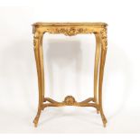Side table in gilded wood and marble tablet