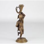 Bronze candlestick "monkey wearing a bicornuate" 19th